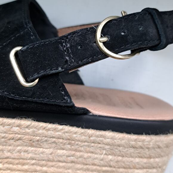 SPERRY Black Suede Delmare Platform Espadrille Sandals SIze 8 - Picture 5 of 9